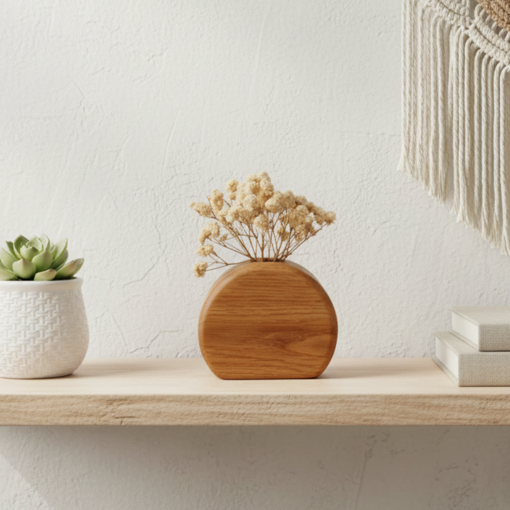 Dubová váza kulatá – mini dekorace z masivního dubu